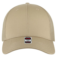 OTTO 83-1239 6 Panel Low Profile Mesh Back Trucker Cap - Khk - Khk / 6 1/2’’ - 7 5/8’’