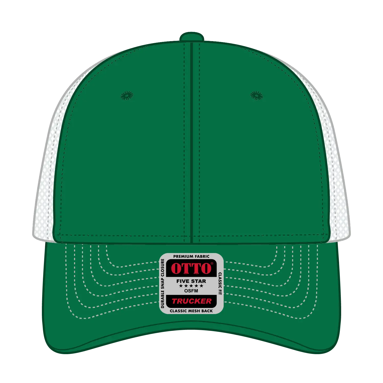 OTTO 83-1239 6 Panel Low Profile Mesh Back Trucker Cap - Kly/Kly/Wht - Kly/Kly/Wht / 6 1/2’’ - 7 5/8’’