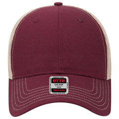 OTTO 83-1239 6 Panel Low Profile Mesh Back Trucker Cap - Marn/Marn/Kha - Marn/Marn/Kha / 6 1/2’’ - 7 5/8’’