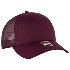 OTTO 83-1239 6 Panel Low Profile Mesh Back Trucker Cap - Maroon - Maroon / 6 1/2’’ - 7 5/8’’