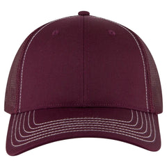 OTTO 83-1239 6 Panel Low Profile Mesh Back Trucker Cap - Maroon - Maroon / 6 1/2’’ - 7 5/8’’