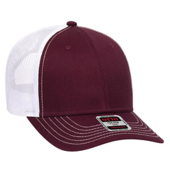 OTTO 83-1239 6 Panel Low Profile Mesh Back Trucker Cap - Mrn/Mrn/Wht - Mrn/Mrn/Wht / 6 1/2’’ - 7 5/8’’