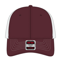 OTTO 83-1239 6 Panel Low Profile Mesh Back Trucker Cap - Mrn/Mrn/Wht - Mrn/Mrn/Wht / 6 1/2’’ - 7 5/8’’