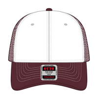 OTTO 83-1239 6 Panel Low Profile Mesh Back Trucker Cap - Mrn/Wht/Mrn - Mrn/Wht/Mrn / 6 1/2’’ - 7 5/8’’