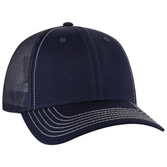 OTTO 83-1239 6 Panel Low Profile Mesh Back Trucker Cap - Navy - Navy / 6 1/2’’ - 7 5/8’’