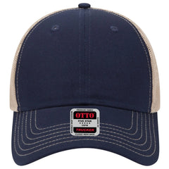 OTTO 83-1239 6 Panel Low Profile Mesh Back Trucker Cap - Nvy/Nvy/Kha - Nvy/Nvy/Kha / 6 1/2’’ - 7 5/8’’