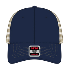 OTTO 83-1239 6 Panel Low Profile Mesh Back Trucker Cap - Nvy/Nvy/Kha - Nvy/Nvy/Kha / 6 1/2’’ - 7 5/8’’