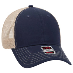 OTTO 83-1239 6 Panel Low Profile Mesh Back Trucker Cap - Nvy/Nvy/Kha - Nvy/Nvy/Kha / 6 1/2’’ - 7 5/8’’