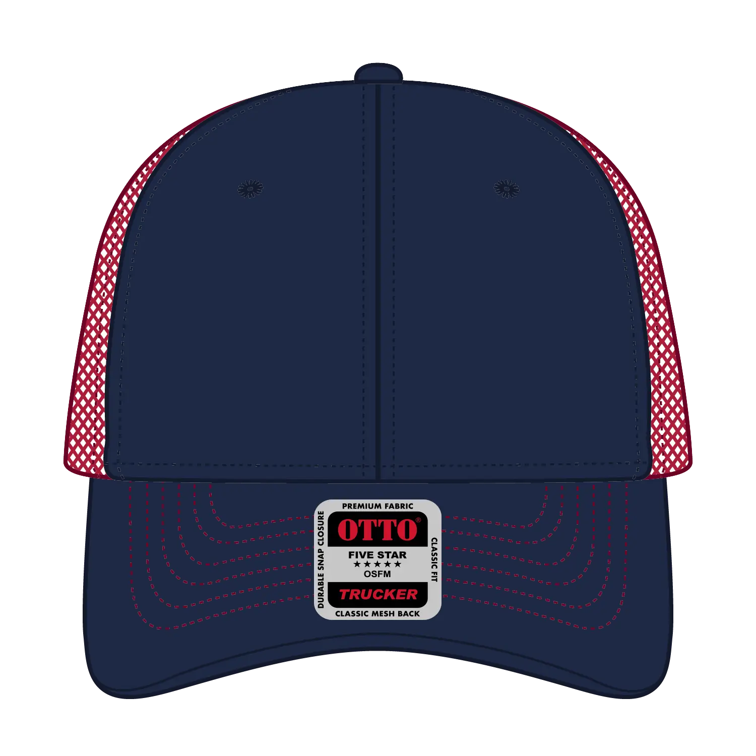 OTTO 83-1239 6 Panel Low Profile Mesh Back Trucker Cap - Nvy/Nvy/Red - Nvy/Nvy/Red / 6 1/2’’ - 7 5/8’’