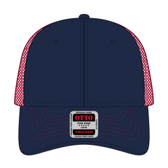 OTTO 83-1239 6 Panel Low Profile Mesh Back Trucker Cap - Nvy/Nvy/Red - Nvy/Nvy/Red / 6 1/2’’ - 7 5/8’’
