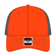 OTTO 83-1239 6 Panel Low Profile Mesh Back Trucker Cap - Org/Org/Blk - Org/Org/Blk / 6 1/2’’ - 7 5/8’’
