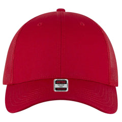 OTTO 83-1239 6 Panel Low Profile Mesh Back Trucker Cap - Red - Red / 6 1/2’’ - 7 5/8’’