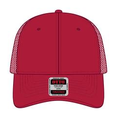 OTTO 83-1239 6 Panel Low Profile Mesh Back Trucker Cap - Red - Red / 6 1/2’’ - 7 5/8’’