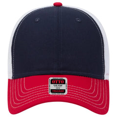 OTTO 83-1239 6 Panel Low Profile Mesh Back Trucker Cap - Red/Nvy/Wht - Red/Nvy/Wht / 6 1/2’’ - 7 5/8’’