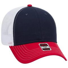 OTTO 83-1239 6 Panel Low Profile Mesh Back Trucker Cap - Red/Nvy/Wht - Red/Nvy/Wht / 6 1/2’’ - 7 5/8’’