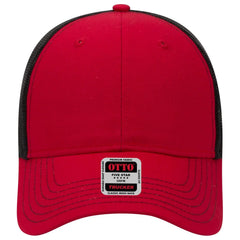 OTTO 83-1239 6 Panel Low Profile Mesh Back Trucker Cap - Red/Red/Blk - Red/Red/Blk / 6 1/2’’ - 7 5/8’’