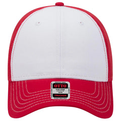 OTTO 83-1239 6 Panel Low Profile Mesh Back Trucker Cap - Red/Wht/Red - Red/Wht/Red / 6 1/2’’ - 7 5/8’’