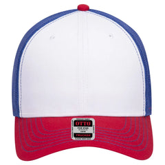OTTO 83-1239 6 Panel Low Profile Mesh Back Trucker Cap - Red/Wht/Ryl - Red/Wht/Ryl / 6 1/2’’ - 7 5/8’’