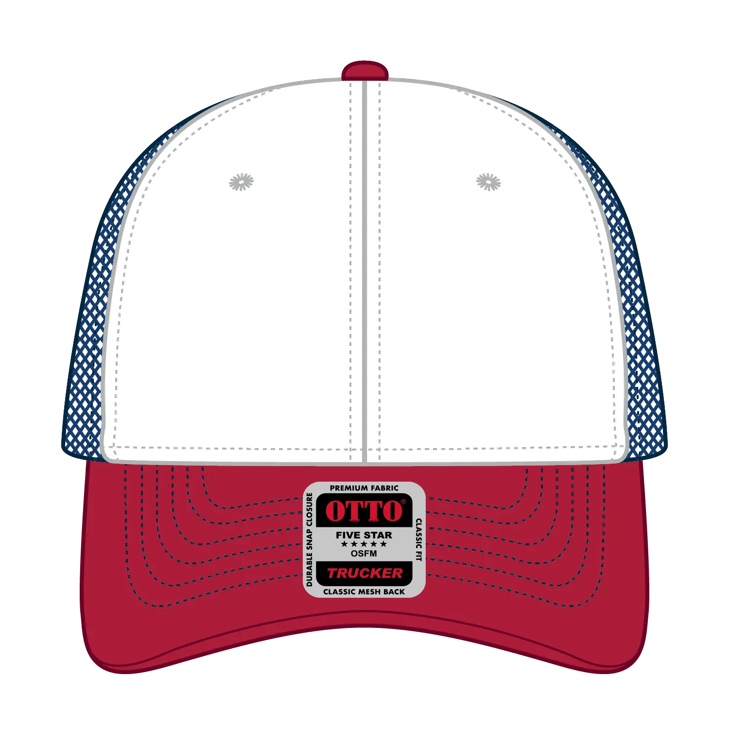 OTTO 83-1239 6 Panel Low Profile Mesh Back Trucker Cap - Red/Wht/Ryl - Red/Wht/Ryl / 6 1/2’’ - 7 5/8’’