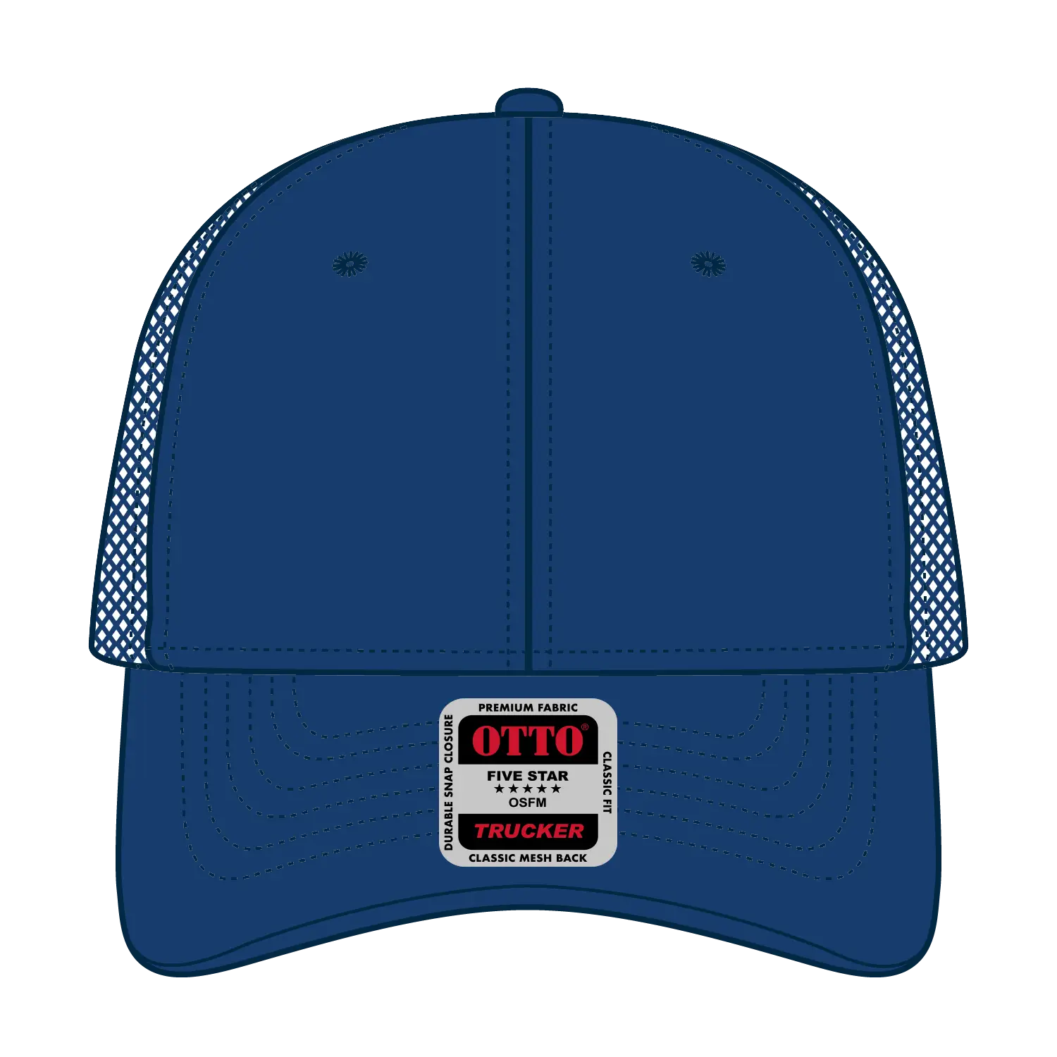 OTTO 83-1239 6 Panel Low Profile Mesh Back Trucker Cap - Royal - Royal / 6 1/2’’ - 7 5/8’’