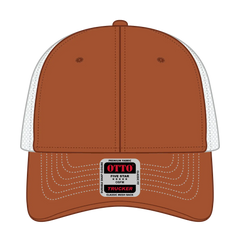 OTTO 83-1239 6 Panel Low Profile Mesh Back Trucker Cap - Tx Org/Tx Org/Wht - Tx Org/Tx Org/Wht / 6 1/2’’ - 7 5/8’’