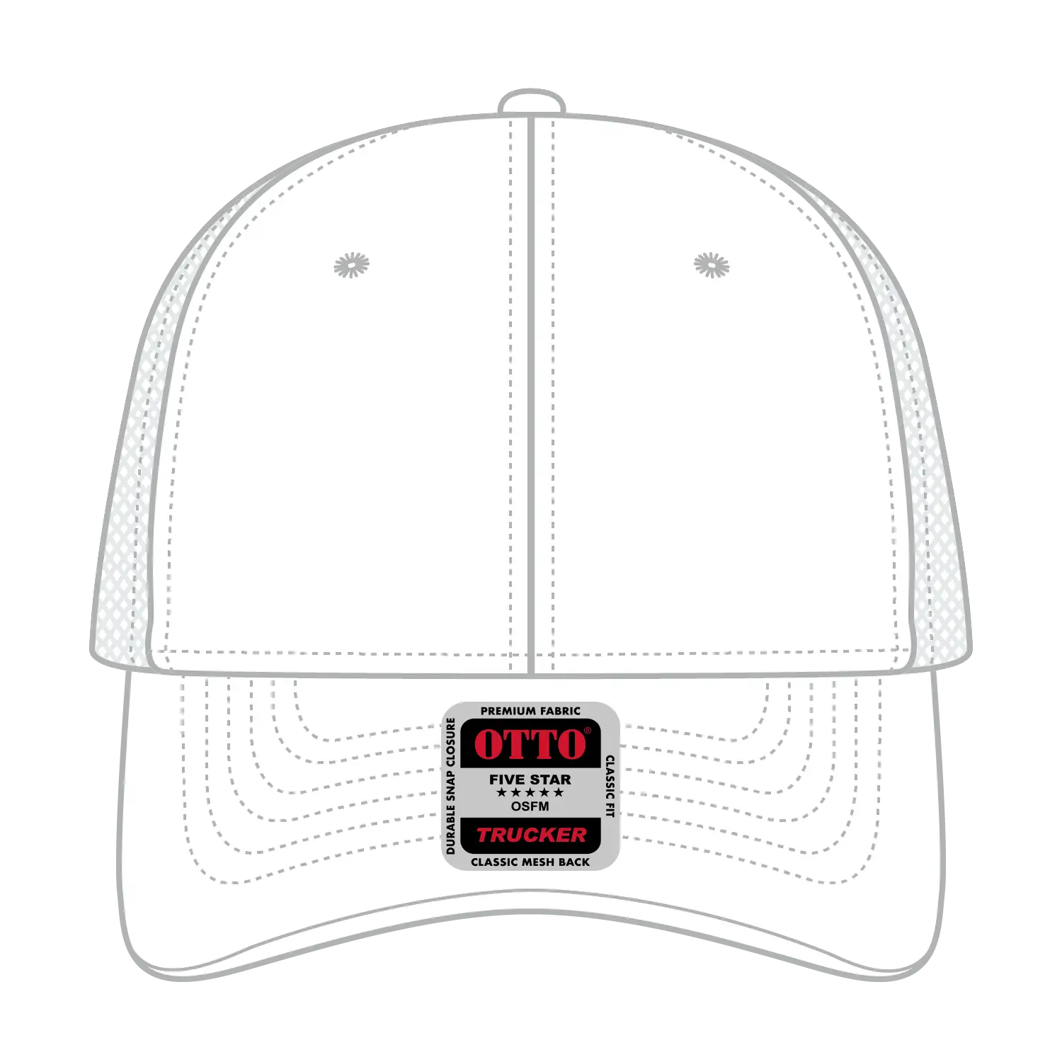 OTTO 83-1239 6 Panel Low Profile Mesh Back Trucker Cap - White - White / 6 1/2’’ - 7 5/8’’