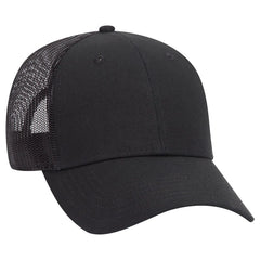 OTTO 83-1273 6 Panel Low Profile Mesh Back Trucker Cap - Black - Black / 6 1/2’’ - 7 5/8’’