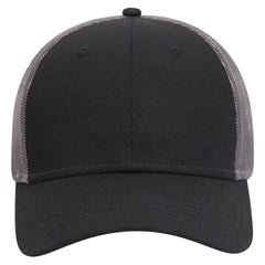 OTTO 83-1273 6 Panel Low Profile Mesh Back Trucker Cap - Blk/Blk/Ch.Gry - Blk/Blk/Ch.Gry / 6 1/2’’ - 7 5/8’’