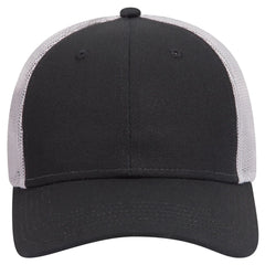 OTTO 83-1273 6 Panel Low Profile Mesh Back Trucker Cap - Blk/Blk/Gry - Blk/Blk/Gry / 6 1/2’’ - 7 5/8’’