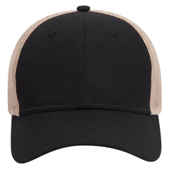 OTTO 83-1273 6 Panel Low Profile Mesh Back Trucker Cap - Blk/Blk/Kha - Blk/Blk/Kha / 6 1/2’’ - 7 5/8’’