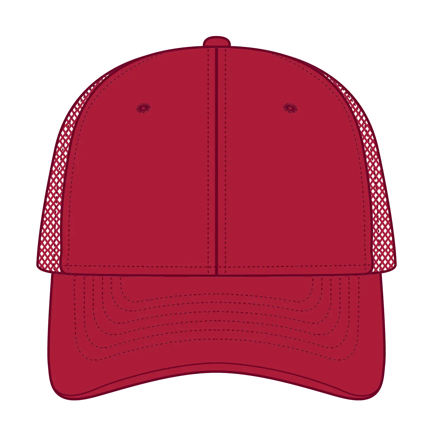OTTO 83-1273 6 Panel Low Profile Mesh Back Trucker Cap - Red - Red / 6 1/2’’ - 7 5/8’’