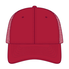 OTTO 83-1273 6 Panel Low Profile Mesh Back Trucker Cap - Red - Red / 6 1/2’’ - 7 5/8’’