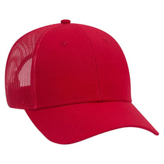 OTTO 83-1273 6 Panel Low Profile Mesh Back Trucker Cap - Red - Red / 6 1/2’’ - 7 5/8’’