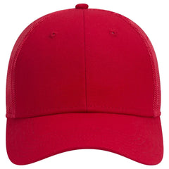 OTTO 83-1273 6 Panel Low Profile Mesh Back Trucker Cap - Red - Red / 6 1/2’’ - 7 5/8’’