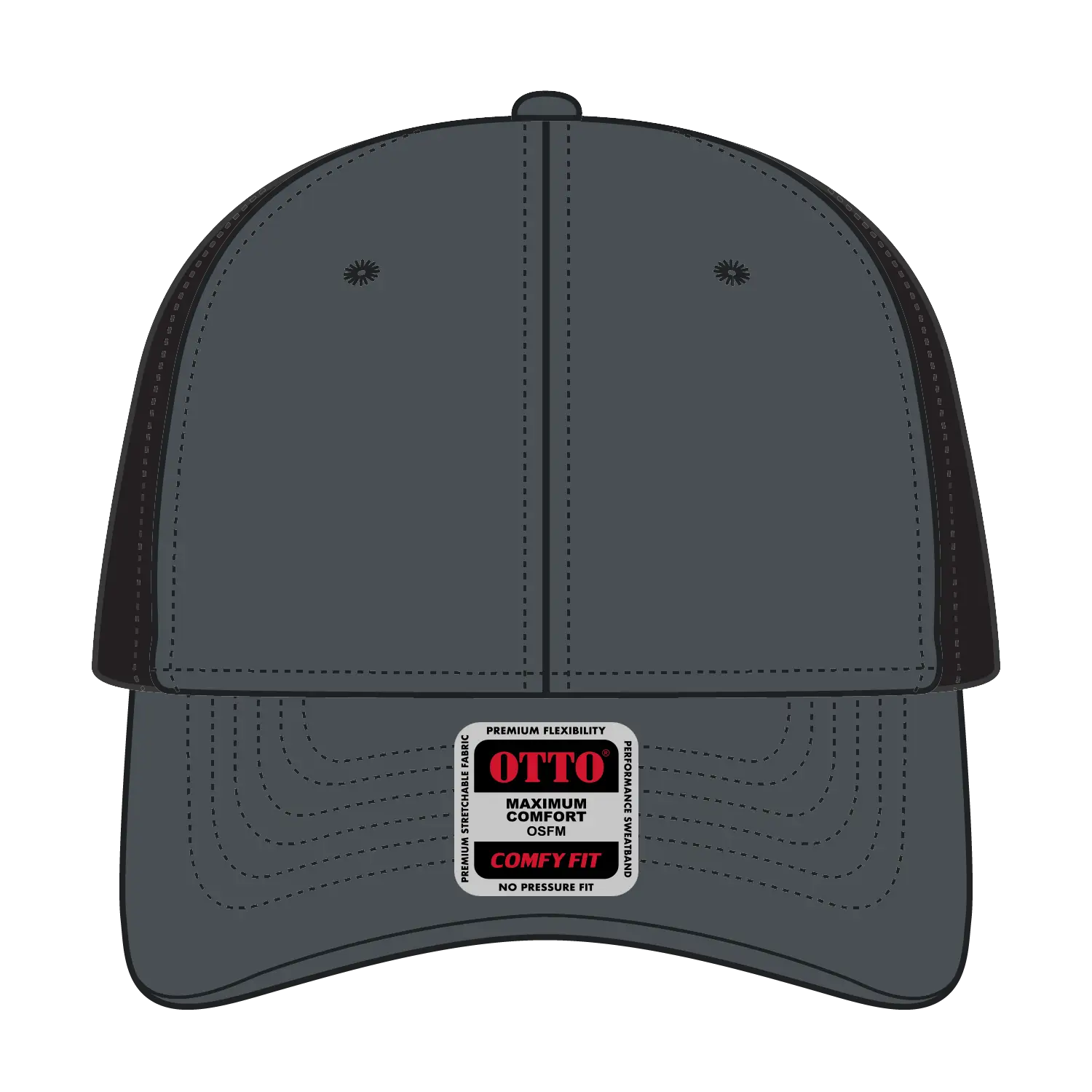 OTTO 83-1299 ’OTTO Comfy Fit’ 6 Panel Low Profile Mesh Back Trucker Cap - Ch.Gry/Ch.Gry/Blk - Ch.Gry/Ch.Gry/Blk / 6
