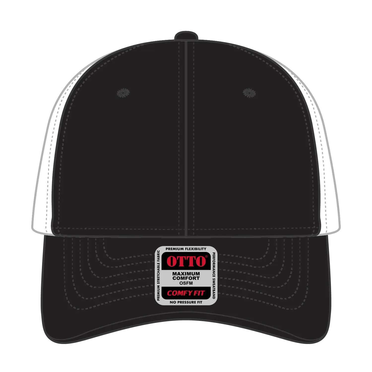 OTTO 83-1299 ’OTTO Comfy Fit’ 6 Panel Low Profile Mesh Back Trucker Cap - Blk/Blk/Wht - Blk/Blk/Wht / 6 1/2’’ - 7 5/8’’