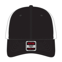 OTTO 83-1299 ’OTTO Comfy Fit’ 6 Panel Low Profile Mesh Back Trucker Cap - Blk/Blk/Wht - Blk/Blk/Wht / 6 1/2’’ - 7 5/8’’