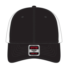 OTTO 83-1299 ’OTTO Comfy Fit’ 6 Panel Low Profile Mesh Back Trucker Cap - Blk/Blk/Wht - Blk/Blk/Wht / 6 1/2’’ - 7 5/8’’