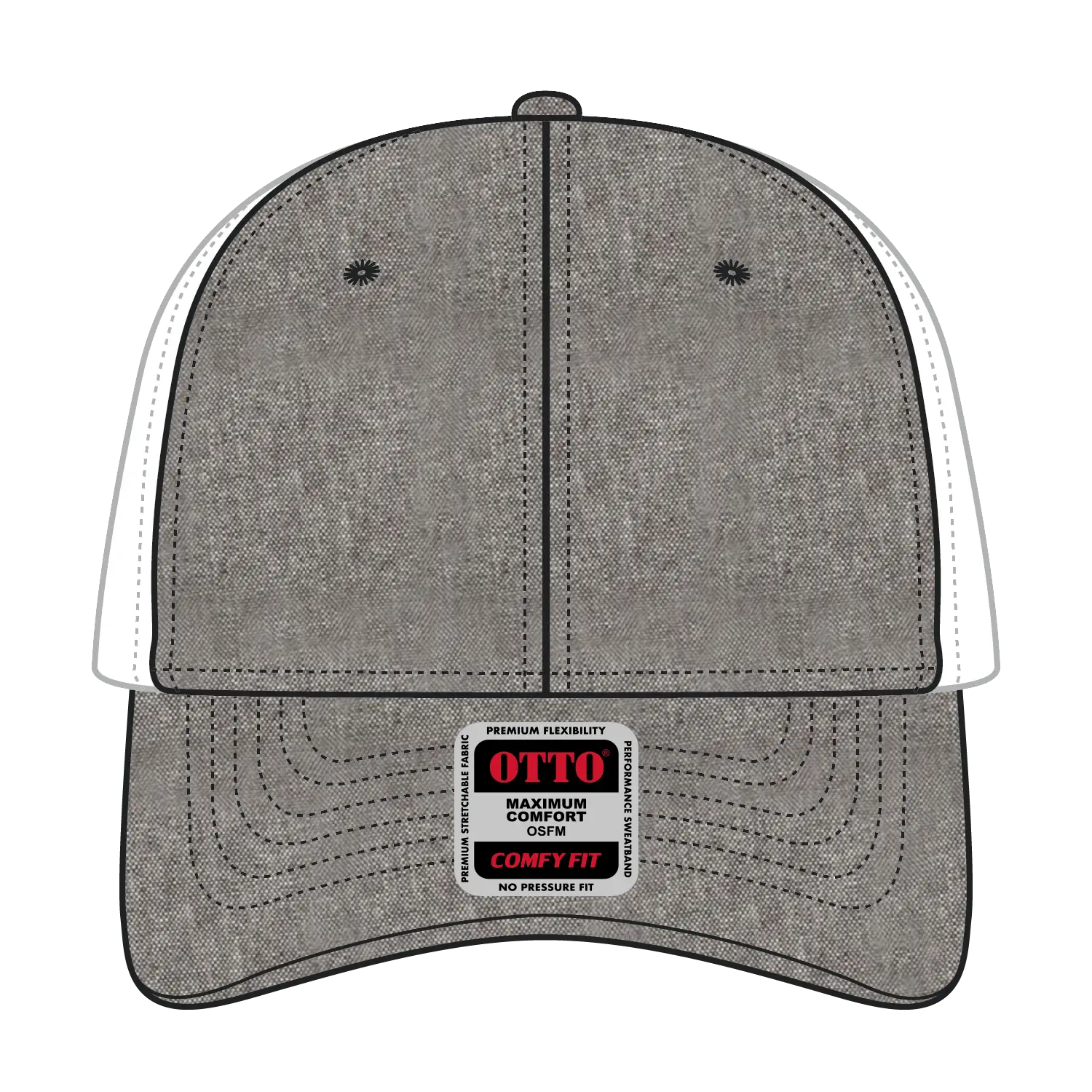 OTTO 83-1299 ’OTTO Comfy Fit’ 6 Panel Low Profile Mesh Back Trucker Cap - ChGry/Wht - ChGry/Wht / 6 1/2’’ - 7 5/8’’