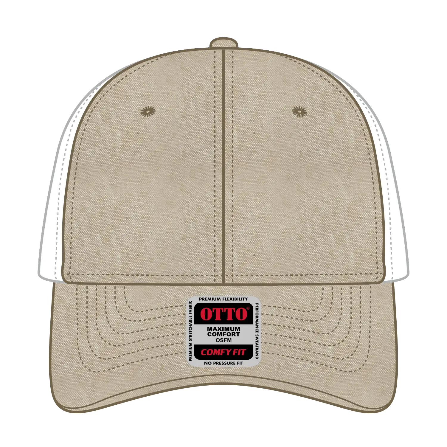 OTTO 83-1299 ’OTTO Comfy Fit’ 6 Panel Low Profile Mesh Back Trucker Cap - Khk/Wht - Khk/Wht / 6 1/2’’ - 7 5/8’’