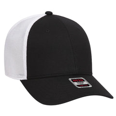 OTTO 83-1299 ’OTTO Comfy Fit’ 6 Panel Low Profile Mesh Back Trucker Cap - Blk/Blk/Wht - Blk/Blk/Wht / 6 1/2’’ - 7 5/8’’
