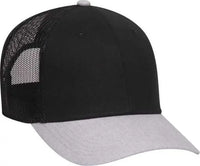 OTTO 83-1300 6 Panel Low Profile Mesh Back Trucker Hat - Heather Gray Black Black - Gray Black / One Size Fits Most