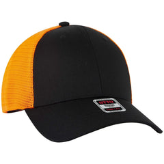 OTTO 83-2 ’OTTO Comfy Fit’ 6 Panel Low Profile Mesh Back Trucker Cap - Blk/Blk/N Org - Blk/Blk/N Org / 7 3/8’’ - 7 5/8’’