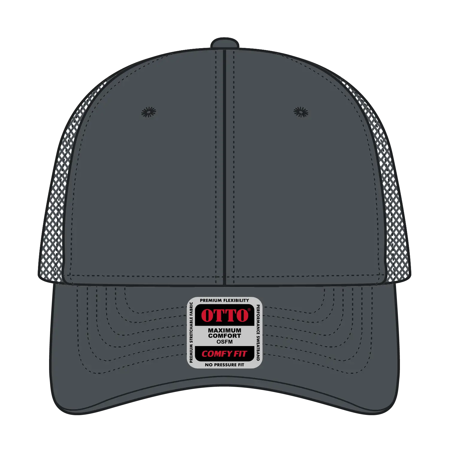 OTTO 83-2 ’OTTO Comfy Fit’ 6 Panel Low Profile Mesh Back Trucker Cap - Char. Gray - Char. Gray / 7 3/8’’ - 7 5/8’’