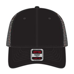 OTTO 83-2 ’OTTO Comfy Fit’ 6 Panel Low Profile Mesh Back Trucker Cap - Blk/Blk/N Org - Blk/Blk/N Org / 7 3/8’’ - 7 5/8’’