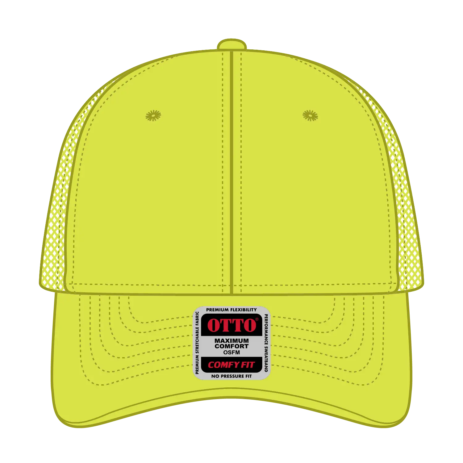 OTTO 83-2 ’OTTO Comfy Fit’ 6 Panel Low Profile Mesh Back Trucker Cap - N. Yellow - N. Yellow / 7 3/8’’ - 7 5/8’’