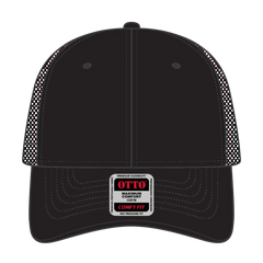 OTTO 83-2 ’OTTO Comfy Fit’ 6 Panel Low Profile Mesh Back Trucker Cap - Blk/Blk/N.Pnk - Blk/Blk/N.Pnk / 7 3/8’’ - 7 5/8’’