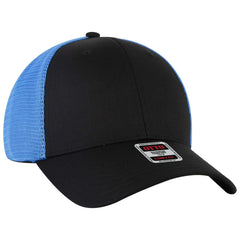 OTTO 83-2 ’OTTO Comfy Fit’ 6 Panel Low Profile Mesh Back Trucker Cap - Blk/Blk/N.Blue - Blk/Blk/N.Blue / 7 3/8’’ - 7