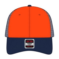 OTTO 83-2 ’OTTO Comfy Fit’ 6 Panel Low Profile Mesh Back Trucker Cap - Nvy/Org/Org - Nvy/Org/Org / 7 3/8’’ - 7 5/8’’