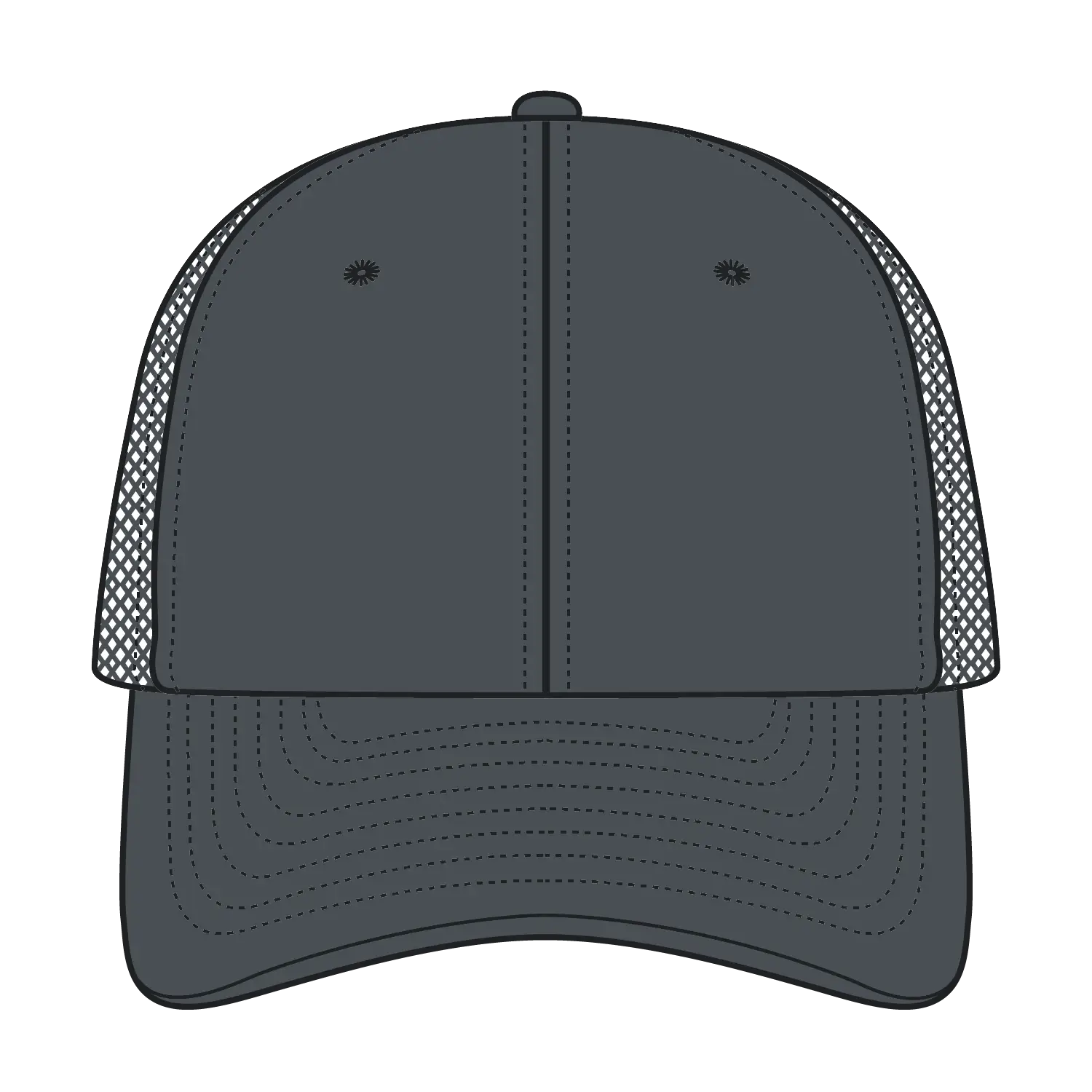 OTTO 83-3 6 Panel Low Profile Mesh Back Trucker Cap - Char. Gray - Char. Gray / 7 3/8’’ - 7 5/8’’